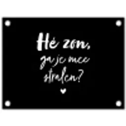 Quotes - Hé zon, ga je mee stralen? - Zomer - Tekst - Zon tuinposter los doek klein -3d