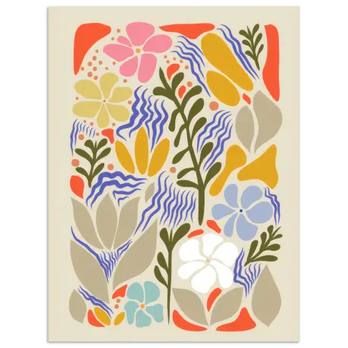 Abstract - Bloemen - Bladeren poster papier klein -3d