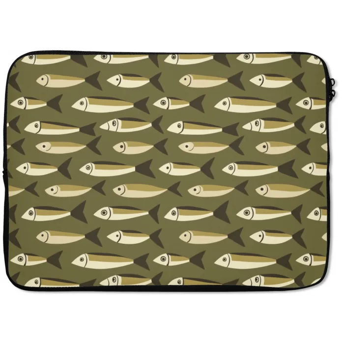 Vis - Patroon - Groen laptophoes neopreen klein 279 -zkaufland3dotto
