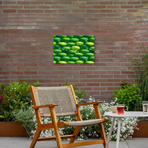 Limoenen - Druppels - Groen Tuinposter op houten frame 2 cm dik klein 845 -sfeer3