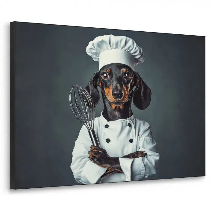 Hond - Garde - Kok Textielframe zwart klein -3d