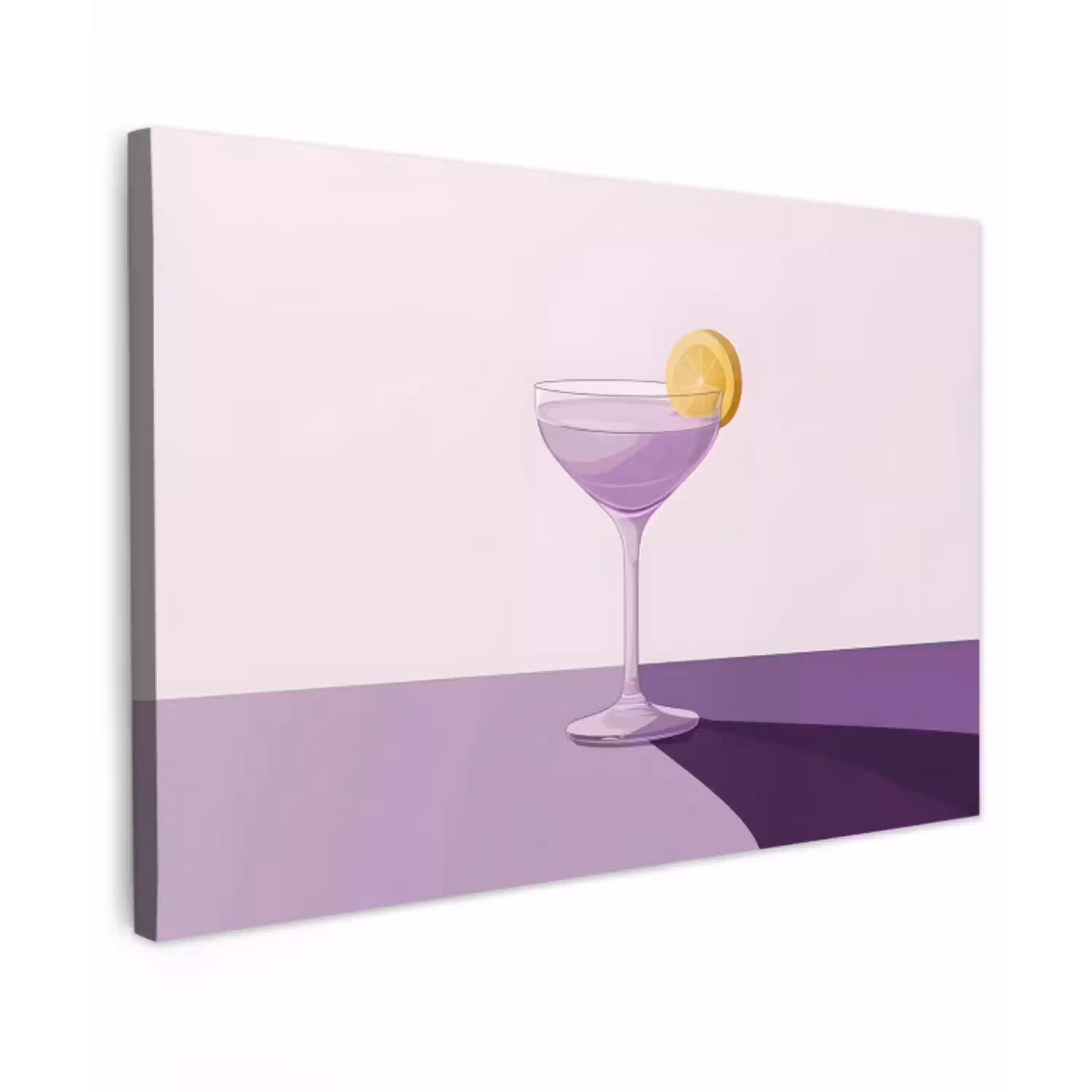 Cocktail - Paars - Minimalistisch - Citroen Tuinposter op houten frame 2 cm dik klein -3d