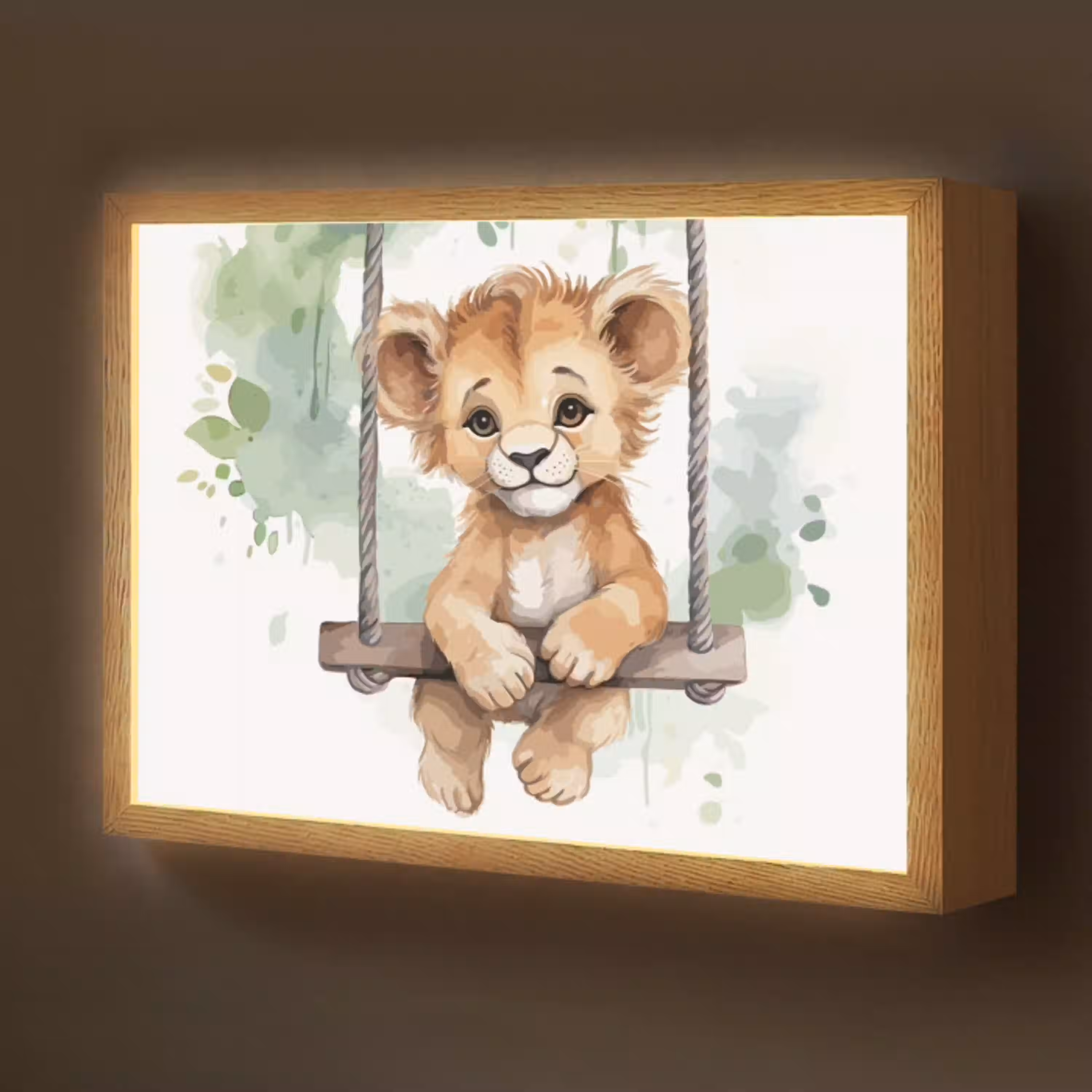 Leeuw - Dier - Kinderen - Jungle Light Box met batterij (Wandlamp kind) middel -z3d_website