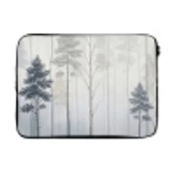 Bos - Bomen - Mist - Natuur - Illustratie - Grijs laptophoes neopreen klein -3d