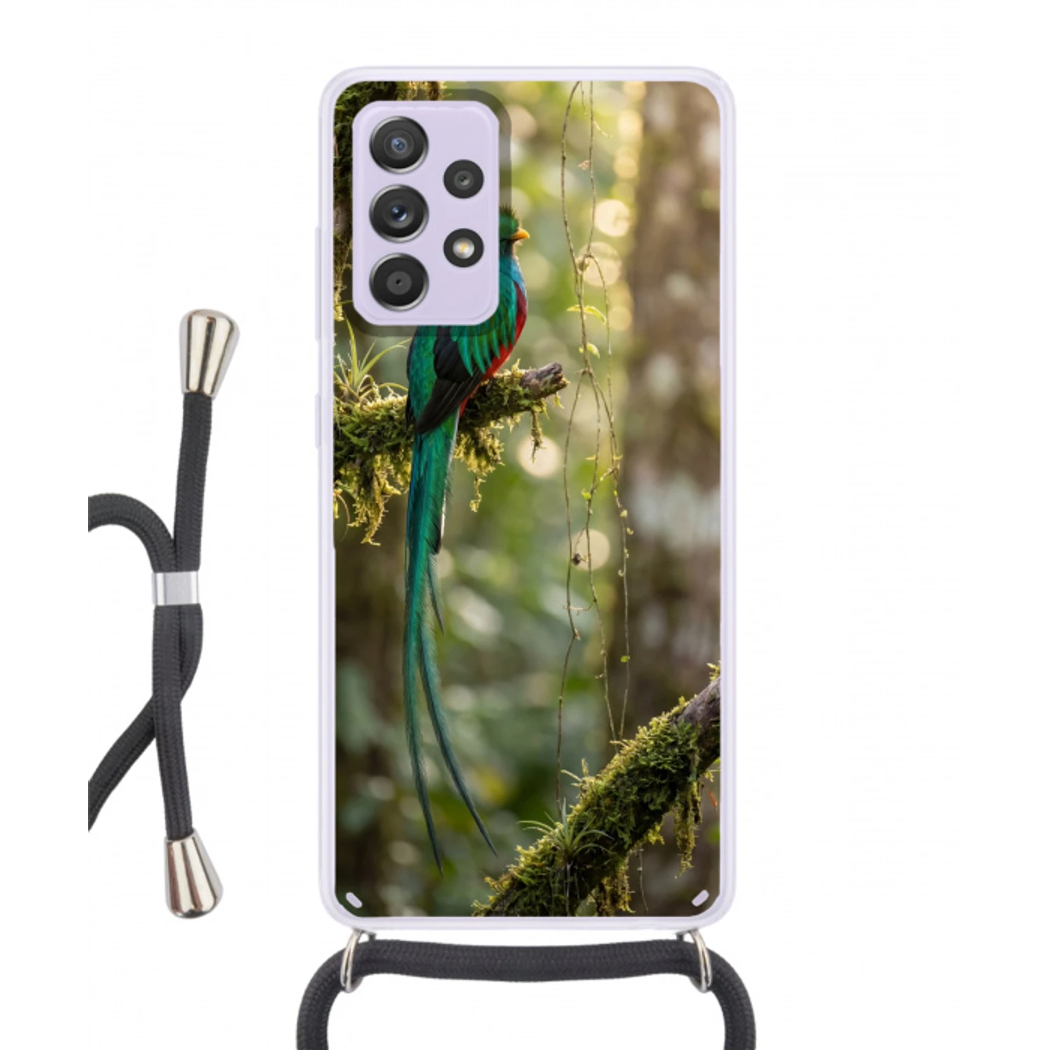 Quetzal - Jungle - Natuur - Groen Hoesje Samsung Galaxy A52 5G met koord klein -3d