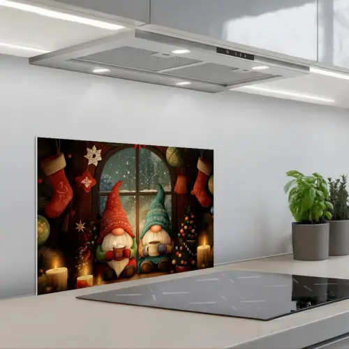 Gnooms - Kerst - Raam - Kleurrijk keuken achterwand spatscherm klein -3d_schuin