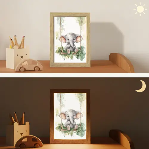 Olifant - Dier - Kinderen - Jungle Light Box met kabel klein -sfeer3_kind