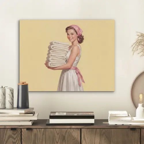 Handdoeken - Vrouw - Jurk - Roze PET vilt klein -sfeer1