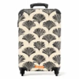 Waaiers - Botanisch - Zwart - Beige NBS - Handbagage koffer - Volwassenen Unisex middel -productfoto_recht