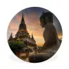 Tempel - Zonsondergang - Boeddha beelden - Buddha Wandcirkel kunststof plaat 5mm dik klein -3d