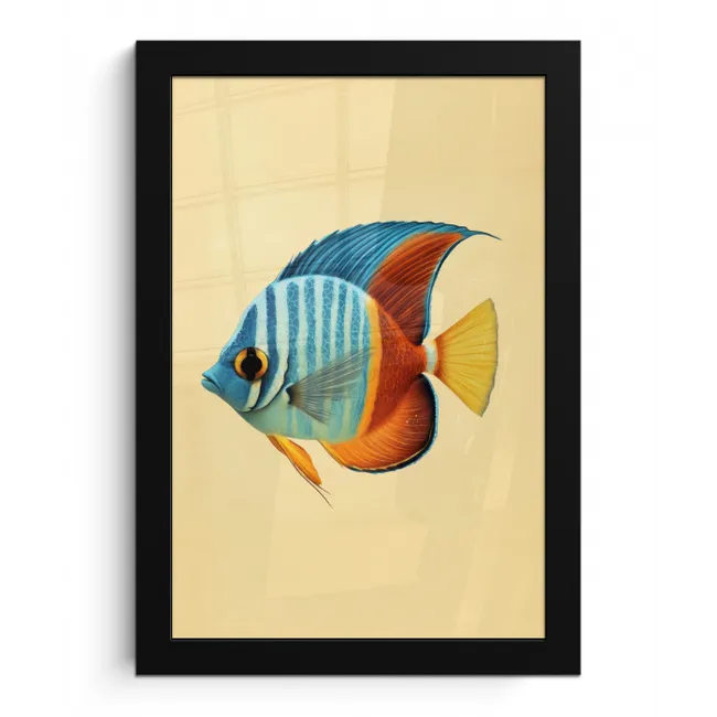 Vis - Vinnen - Blauw - Ogen fotolijst zwart zonder passe partout klein -3d