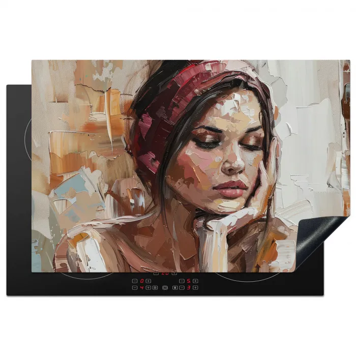 Vrouw - Verflook - Portret - Modern Inductie beschermer vinyl 3mm klein -3d