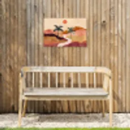 Heuvels - Palmbomen - Abstract Tuinposter op houten frame 2 cm dik klein -sfeer4