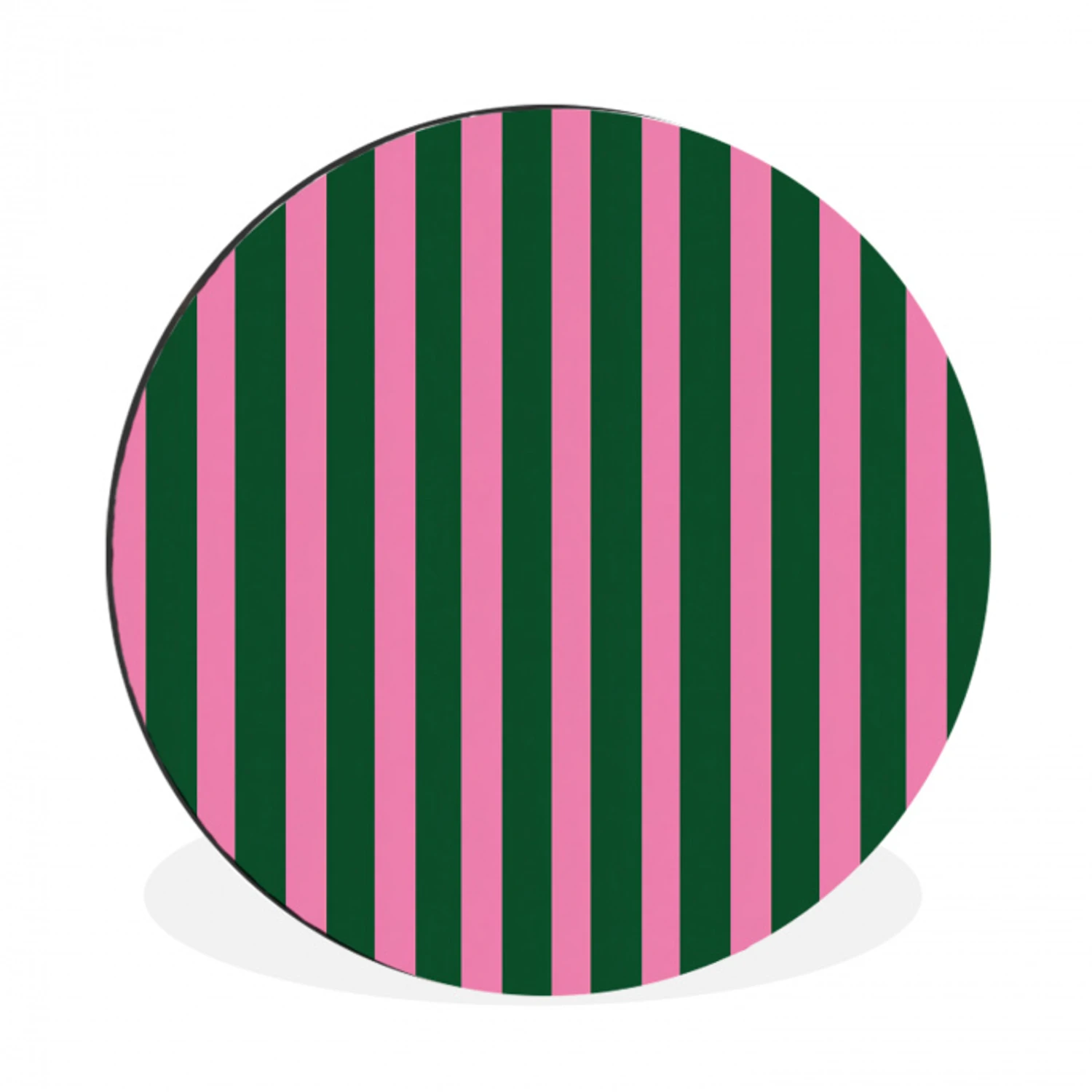 Verticale strepen - Groen - Roze Wandcirkel aluminium klein 190 -3d
