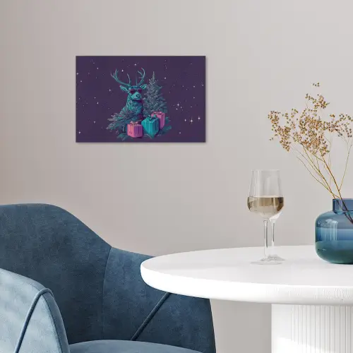 Rendier - Zonnebril - Neon - Kerstboom poster papier klein -sfeer3