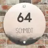 Aquarel - Beige - Modern Naambord Rond klein -sfeer2