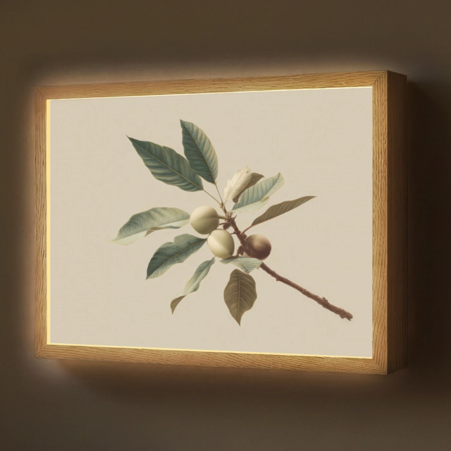 Tak - Groene Bladeren - Vruchten Light Box met batterij (Wandlamp) middel -z3d_website