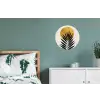 Zwart palmblad - Gouden cirkel - Beige achtergrond Wandcirkel aluminium klein -slaapkamer
