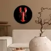 Kreeft - Glossier Rood - Zwart Wandcirkel plexiglas klein -sfeer1