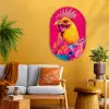 Haan - Kleurrijk - Kimono - Roze Wandcirkel Ovaal Glas middel -sfeer4