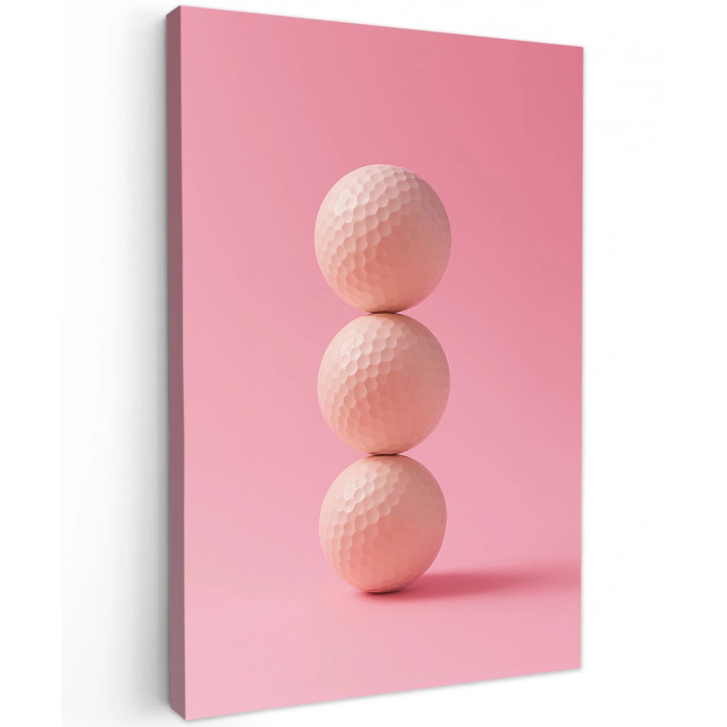 Golfballen - Roze - Drie Tuinposter op houten frame 2 cm dik middel -3d