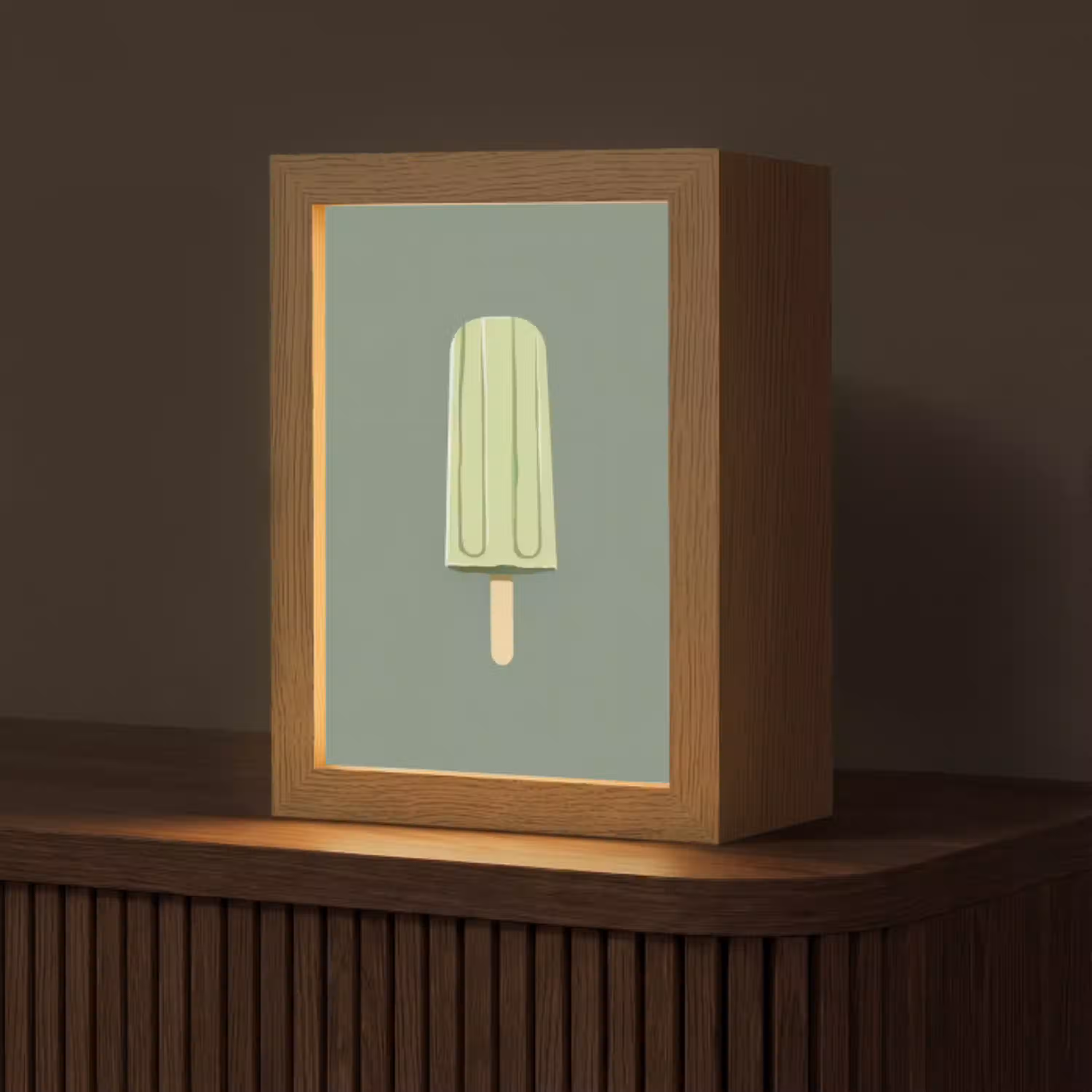 Groen - Waterijsje - Stokje - Illustratie Light Box met kabel (Tafellamp) klein -z3d_website