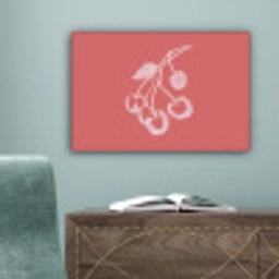 Lijnillustratie - Kersen - Tak - Wit canvas 2cm klein -sfeer4