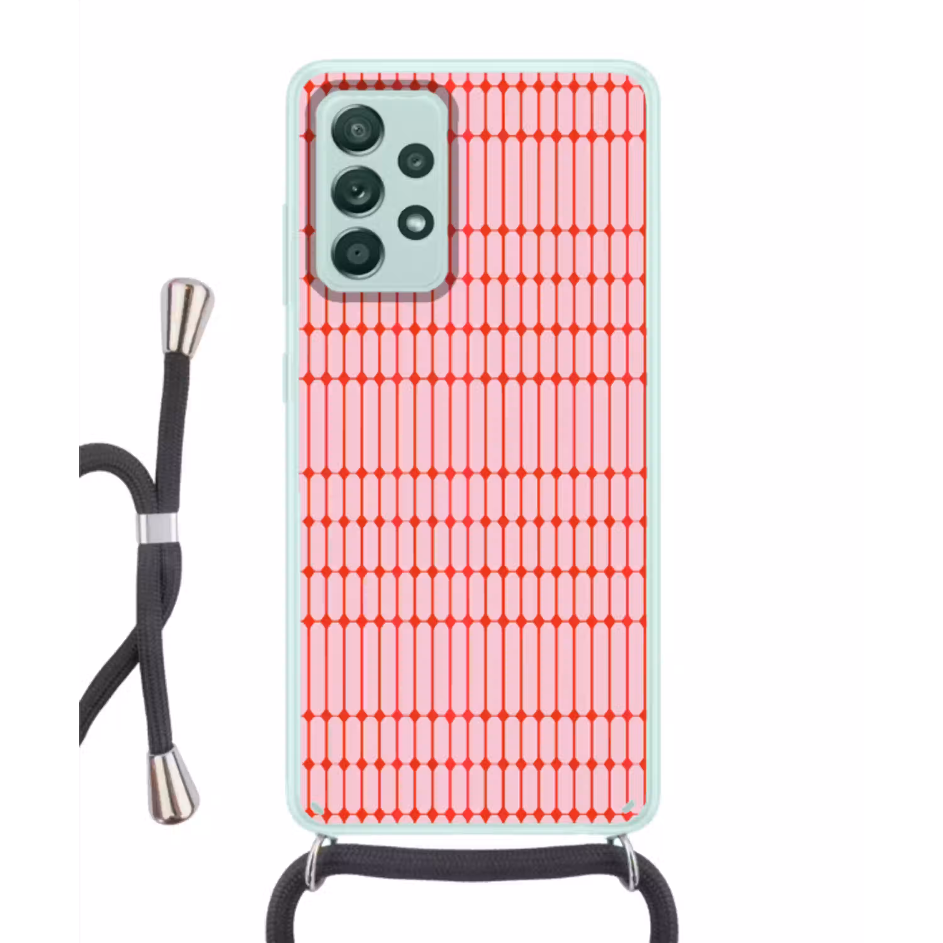 Geometrisch - Minimalistisch - Rood - Roze Hoesje Samsung Galaxy A52 met koord klein 792 -3d
