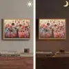 Boom - Paars - Abstract - Kunst Light Box met batterij (Wandlamp) middel -sfeer3