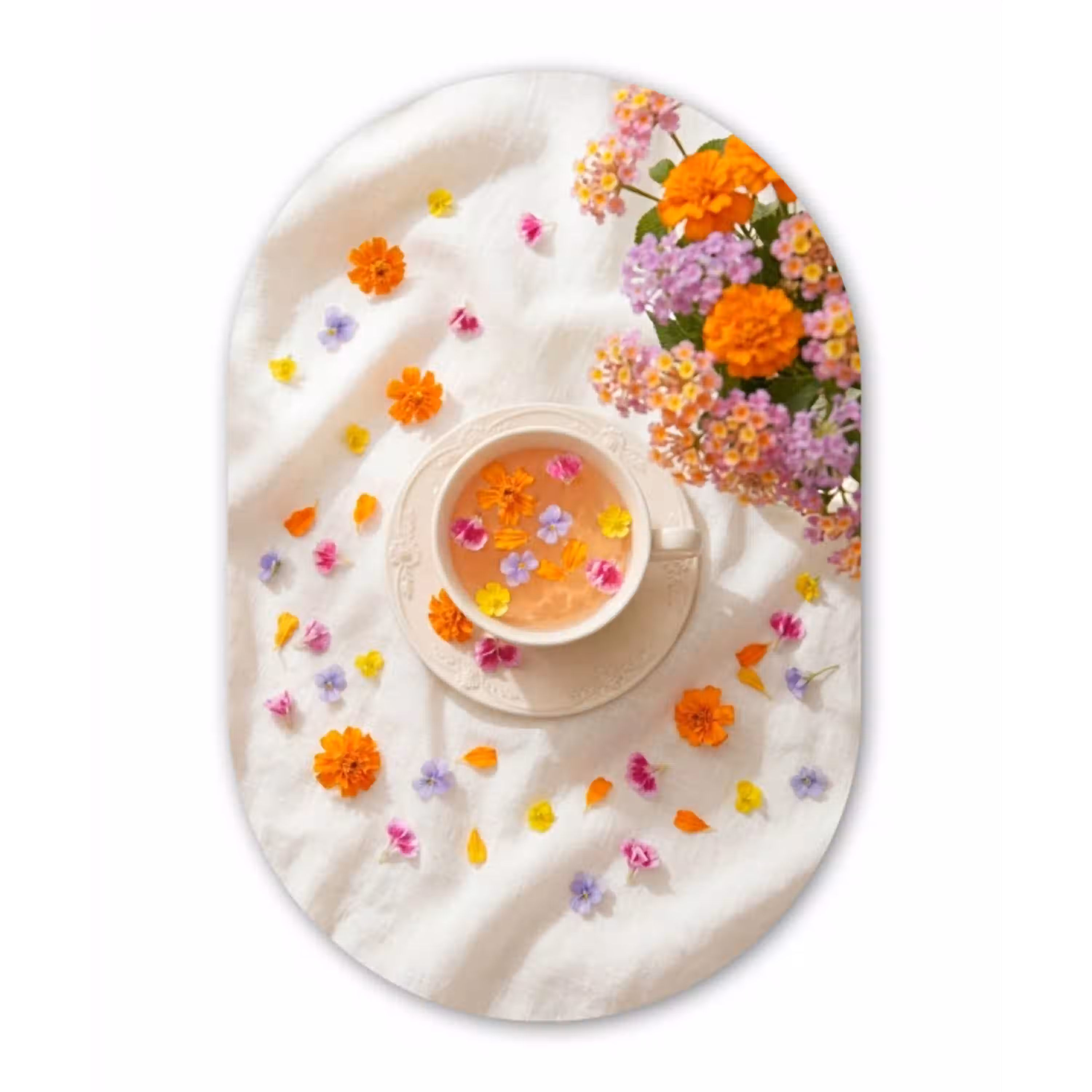 Bloemen - Kop - Natuur - Kleurrijk - Zomer Wandcirkel Ovaal Forex klein -3d