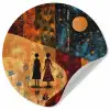 Silhouetten - Abstract - Zon - Maan Wandcirkel behangsticker klein -3d