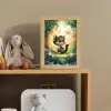 Kat - Zwart - Bos - Vlinders Light Box met kabel klein -sfeer2_kind