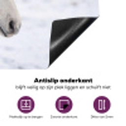 Paard - Kop - Winter - Dieren - Wit Inductie beschermer vinyl 3mm klein -zzzzzzz-cc-onderkant