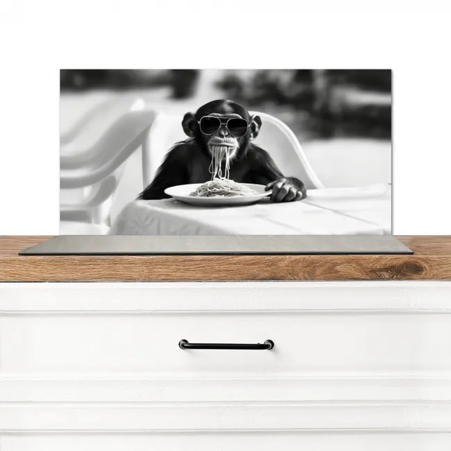 Aap - Spaghetti - Zonnebril - Zwart wit - Cool - Dier Spatscherm Aluminium klein -3d_zonderpan