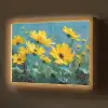 Penseelstreken - Bloemen - Felgeel - Abstract Light Box met batterij (Wandlamp) middel -z3d_website