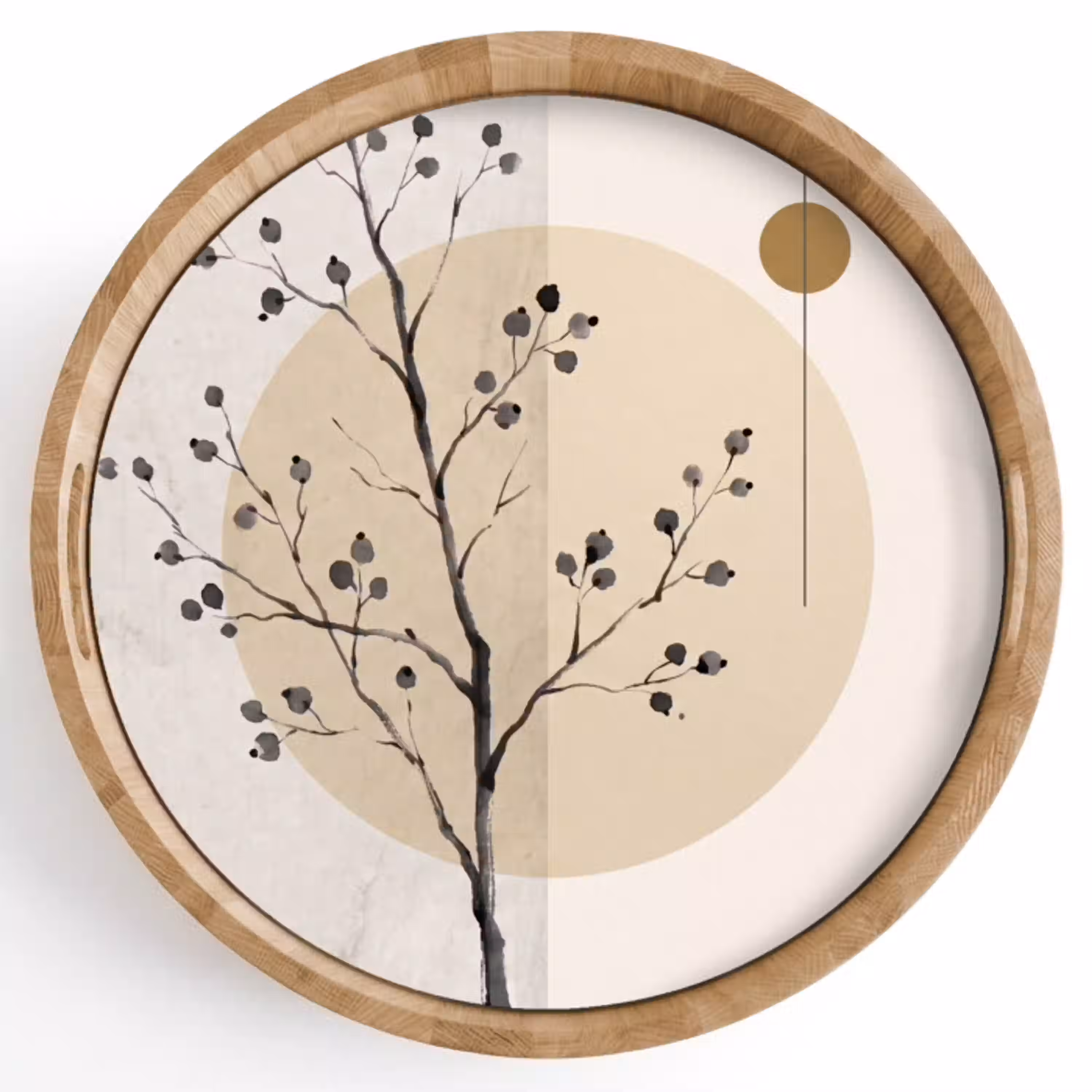 Plant - Abstract - Beige Dienblad Rond middel -z3d_shopping