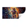 Astronaut - Neon - Oranje - Ruimte Muursticker klein -3d