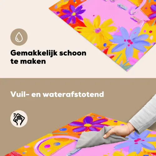 Tas - Roze - Bloemen Inductie beschemer met haakjes middel -ky-schoon-nl