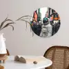 Stad - Mensen - Astronaut - Wit Wandcirkel kunststof plaat 5mm dik klein -sfeer4