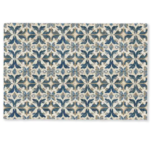 Tegel - Patroon - Blauw - Beige Deurmat klein 898 -zkaufland3d