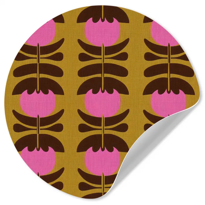 Abstract - Bloemen - Roze Wandcirkel behangsticker klein 186 -3d