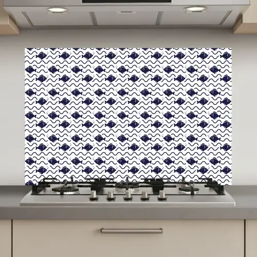 Oceaan - Visachtig - Blauw - Wit keuken achterwand spatscherm klein 900 -3d_website