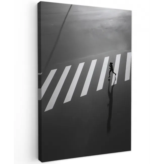 Zeebrapad - Hardloper - Zwart - Wit Tuinposter op houten frame 2 cm dik middel -3d