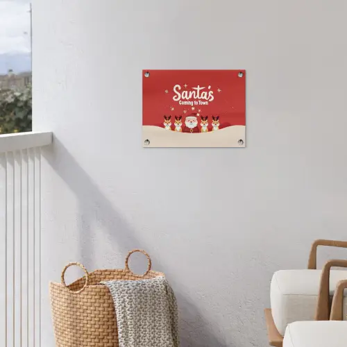 Illustratie - Kerstman - Rendieren - Rood tuinposter los doek klein -sfeer8