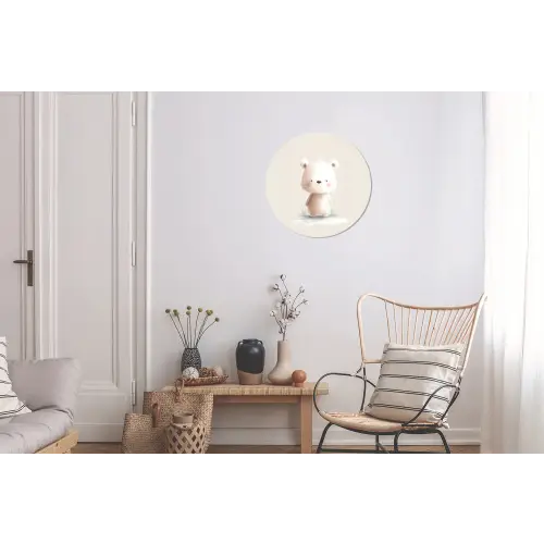 Beertje - Sneeuwvlokje - Wit - Pluizig Wandcirkel aluminium klein -woonkamer