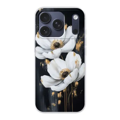 Bloemen - Wit - Abstract Telefoonhoesje iPhone 17 Pro klein -3d