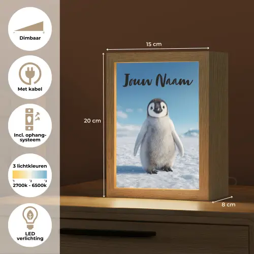 Pinguïn - Sneeuw - Landschap - Wit Light Box met kabel (Kinderlampje) klein -USP_NL
