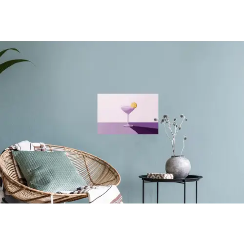 Cocktail - Paars - Minimalistisch - Citroen Muursticker klein -plant