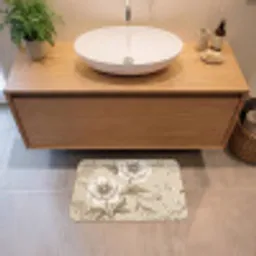Bloemen - Patroon - Beige Badmat klein -sfeer1