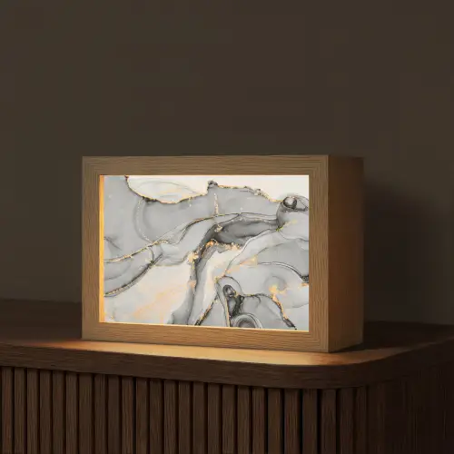 Marmer - Goud - Grijs Light Box met kabel (Tafellamp) klein -z3d_website